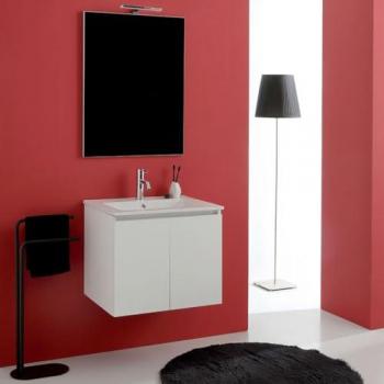 Kiamami Valentina mueble suspendido 60x80 blanco, lavabo y espejo de baño