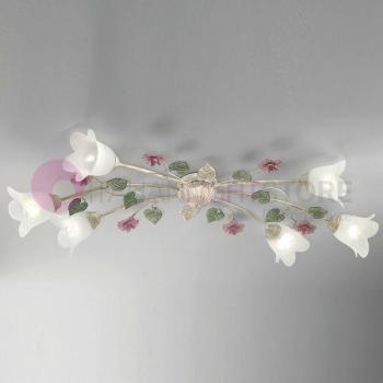 Ferro floreale Spring: plafoniera allungata a 6 luce