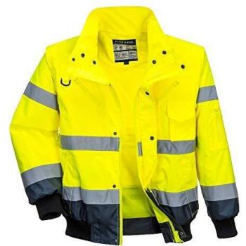 Oxford Weave 300D Class 3 Hi-Vis Contrast Bomber Jacket Yellow/Navy Small