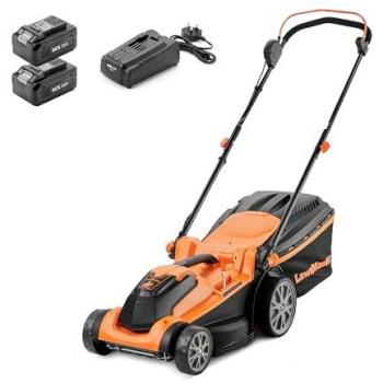 LawnMaster MX 24V Cordless Rotary Mower (Orange/Black) with Extra Battery