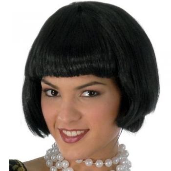 Parrucca alla moda nera media con frangia