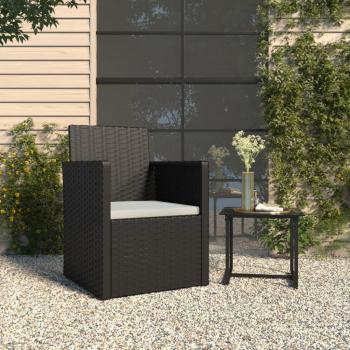 Fauteuil de jardin en résine tressée avec coussin Noir vidaXL