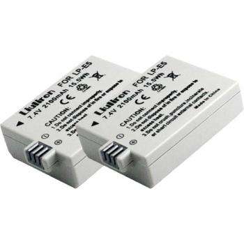 Rebel 2‑Pack LP‑E5 2100mAh Batteries + Fast Charge Cable