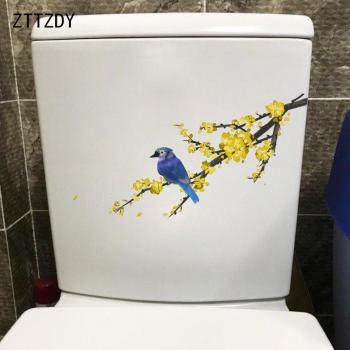 Sticker de pared estilo chino, acuarela de pájaros y flores, 22.8x14.6 CM, ideal para dormitorio y asiento de inodoro T2-0353