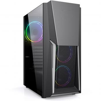 Droxio Burner ATX Gaming Case mit Glasvitrine (schwarz)