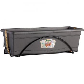 Jardinera con plato plastiken antracita polipropileno 60 x 24 cm