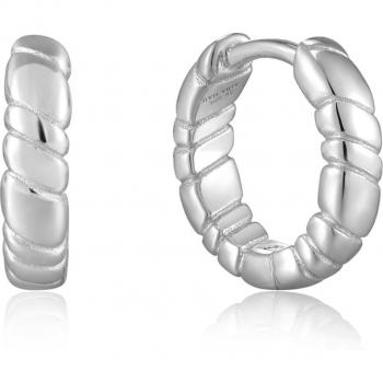 Ania Haie Rhodium Plated Huggie Hoop Earrings E038-02H