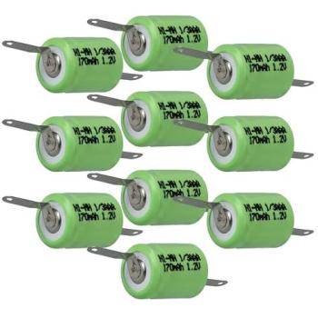 Lot de 10 Batteries 1/3AAA 170mAh avec Connecteur à Souder