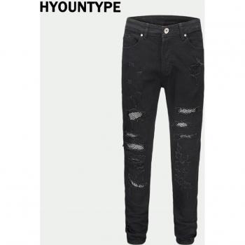 Herren Jeans mit Graffiti-Print und Pailletten