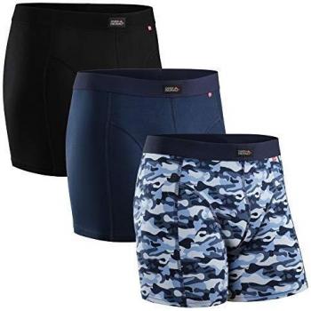 DANISH ENDURANCE Boxer da Uomo in Cotone Pacco da 3 (Nero, Blu Scuro, Blu Mimetico, X-Large)