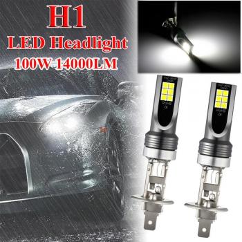 H1 100W 12V LED Fog Light Bulb 14000LM 6000K