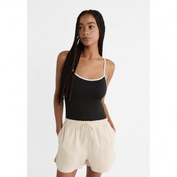 Stradivarius Schlupfhose aus Leinen in Natur-Neutral XL