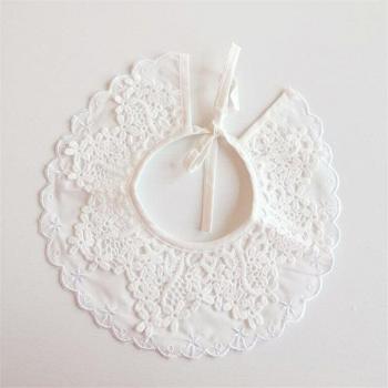 Adjustable White and Pink Lace Baby Bib