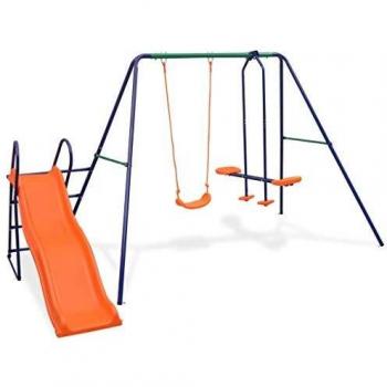VidaXL Ensemble de Balançoire avec Toboggan et 3 Sièges Orange