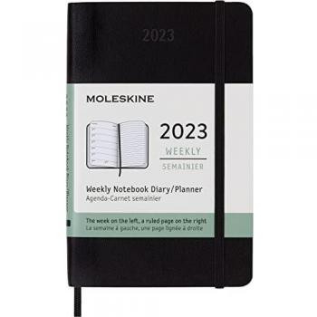 023 Moleskine Weekly Diary, Pocket Softcover, Black