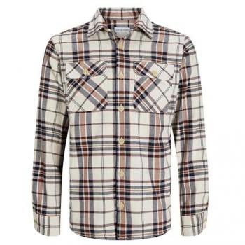 Jack & Jones Herren Comfort Fit Langarm Overshirt Darren Karo Braun