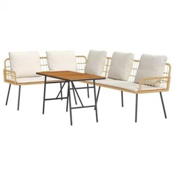 VidaXL Loungesofa-Set 2 Teile mit Kissen aus Poly-Rattan
