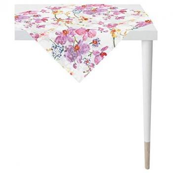 Mitteldecke APELT 7184 SUMMER GARDEN, Sommerdeko, Sommer Gr. 2, bunt (naturweiß, flieder, gelb, bunt), B:100cm L:100cm, Baumwolle, Tischdecken, Digitaldruck