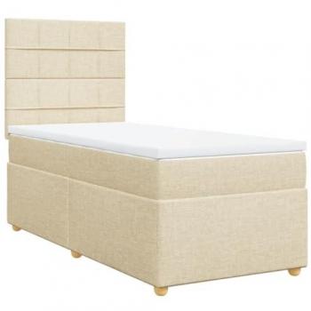 Cama box spring con colchón 90x200 cm color crema
