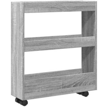 Grey Sonoma Engineered Wood 3-Tier Narrow Storage Trolley