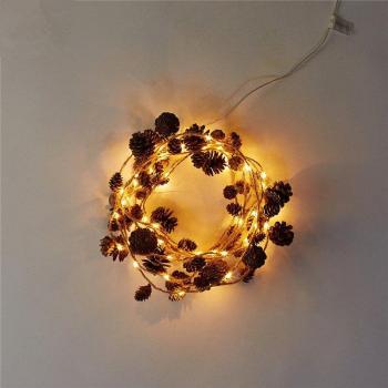 Twine Wrapped Pine Cone LED Lights