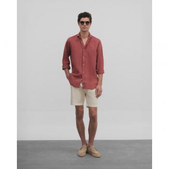 Bermuda Hombre Beige Claro Silbon Corte Corta Lisa