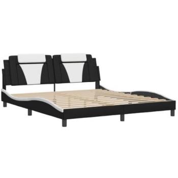 Cadre de lit LED vie XL – Modèle double, design contemporain, noir & blanc