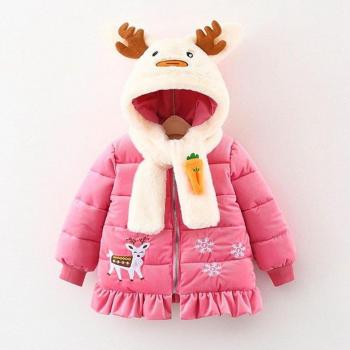 Infants Warm Hooded Parka with Xmas Deer