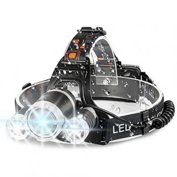Lampada da testa ricaricabile ultra potente con 3 teste