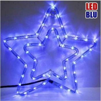 Estrella Doble de Luces LED Azul 50 37x37cm para Exterior