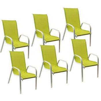 Lot de 6 chaises de jardin Marbella en textilène vert