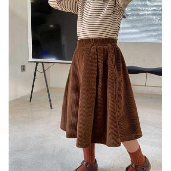 Baby Girl High Waist Corduroy Skirt A-Line 1-10Y