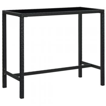 Table bar de jardin noir 130x60x110 cm en résine tressée