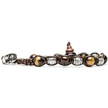 Bracciale occhio di tigre con simbolo di preghiera