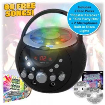 KAR121 Led Karaoke Machine Boombox Inc 2 X Microphones