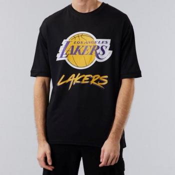 New Era NBA Script Mesh Tee Black Los Angeles Lakers Men's Shirt