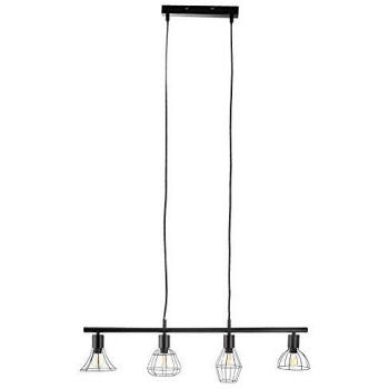 Lampe industrielle 4-étages en métal noir – 75 × 13 × 150 cm