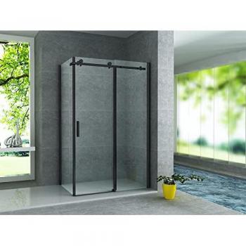Aloni Duschkabine mit Schiebetür – 80 × 120 cm, 8 mm Glas, Schwarz Matt, 195 cm Höhe