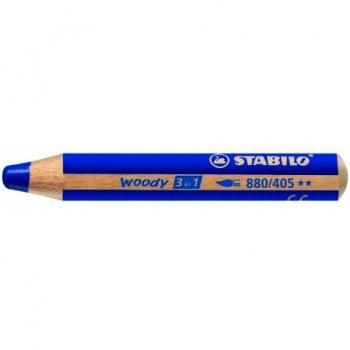 STABILO Lot de 6 Crayons WOODY 3 en 1 Extra large Bleu Outremer