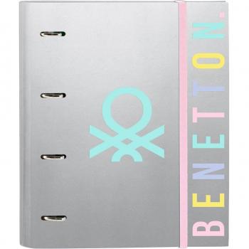Carpeta de anillas Benetton Silver Plateado 27 x 32 x 3.5 cm