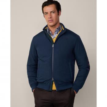 Chaqueta bomber de hombre Heritage Hackett con cierre de cremallera, color azul, logo distintivo