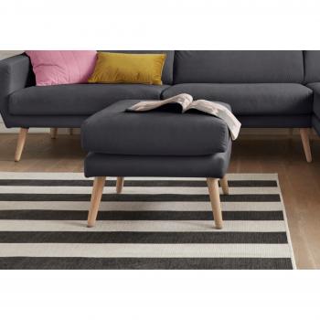 Andas Hocker Bille, dunkelgrau, mit Eichenbeinen, Design von Morten Georgsen