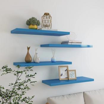 Set di Scaffali a Parete Blu 4 pz 80x23,5x3,8 cm