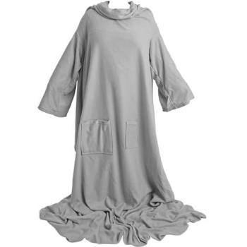 Grau Fleece‑TV‑Decke XXL von Estexo – Kuscheldecke mit Fuß‑ und Handytasche