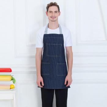 Tablier de travail en denim rayé avec poche