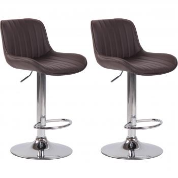Set de deux tabourets de bar en PVC marron