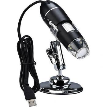 Microscopio Digital Portátil 1600X, 8 LEDs, Compatibilidad PC