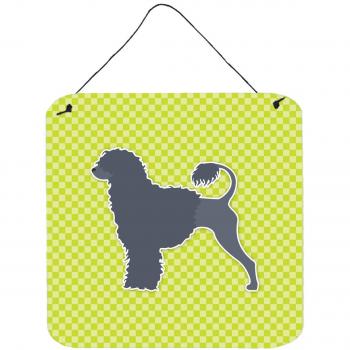 Caroline's Portuguese Water Dog Green Checkerboard Poster