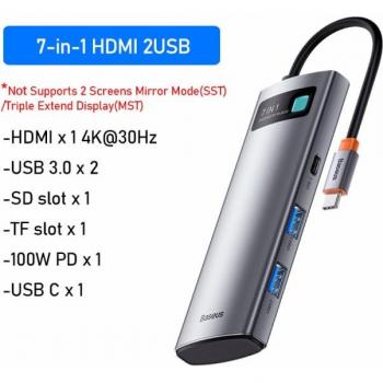 Baseus Hub Multiport USB-C 9 en 1 para MacBook Pro/Air con HDMI, VGA, USB 3.0, PD, RJ45 y Lector de Tarjetas SD
