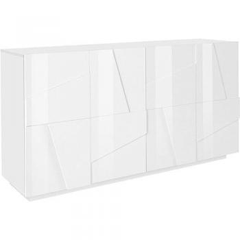 Credenza madia soggiorno 4 ante 2 vani con mensole moderno bianco Ping Side